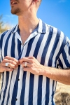 Jack & Jones Jeff Resort Stripe Shirt SS Ensign Blue