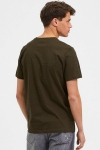 Selected SLHNORMAN MINI STRIPE SS TEE W NOOS Dark Olive Black