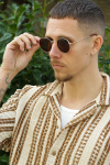 ONLY & SONS Dani Chrochet Resort SS Shirt Brown Stripe