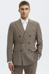 Selected Oasis Linen DB Blazer Dark Sand Melange