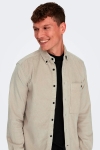 ONLY & SONS New Terry Corduroy LS Shirt Silver Lining