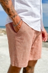 Selected COMFORT-BRODY LINEN SHORTS Baked Clay