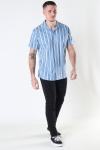 Kronstadt Cuba printed stripe s/s shirt Light Blue