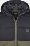 Urban Classics Hooded 2-Tone Puffer Jacka Dark Olive/Black