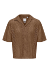 ONLY & SONS Novak Relax Resort SS Lace Shirt Sepia