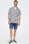 ONLY & SONS Caiden SS Regular Hawaii Linen Shirt Dress Blues