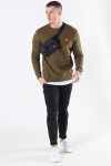 Les Deux Dark Oliven Green/BKlockant Orange Piece Sweatshirt