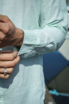 Jack & Jones Summer Band Shirt LS Iceberg Green