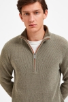 Selected SLHRODNEY LS HIGH NECK HALF ZIP W Vetiver