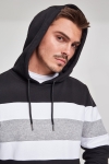 Klockaban Classics Chest Striped Hoody Black/ White/ Grey