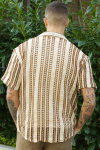 ONLY & SONS Dani Chrochet Resort SS Shirt Brown Stripe