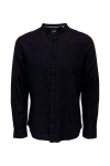 ONLY & SONS CAIDEN LS SOLID LINEN MAO SHIRT Black