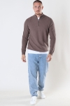Clean Cut Copenhagen Lauritz 1/2 Zip Knit Dark Brown Melange
