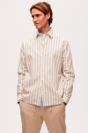 Selected Reg New Linen Shirt LS Kelp Stripe