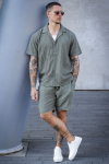 ONLY & SONS Latham Resort Linen Structure Shirt Dusty Olive