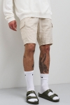 Solid Ferris Cargo Linen Shorts Oatmeal