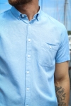 Kronstadt Johan Linen S/S shirt Light Blue