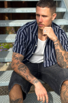 Jack & Jones Enzo Stripe Resort Shirt SS Sky Captain