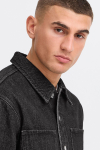 Solid Rip Overshirt  Black Denim