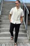 Solid Allan Cuba Linen Shirt Off White