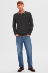 Selected Berg Knit V-Neck LS Antracit