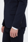 Les Deux Como Pinstripe Blazer Dark Navy/Light Brown