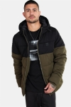 Urban Classics Hooded 2-Tone Puffer Jacka Dark Olive/Black