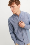 Jack & Jones Summer Band Linen Shirt LS Faded Denim