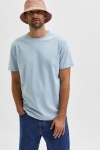 Selected SLHNORMAN SS O-NECK TEE W NOOS Celestial Blue Melange