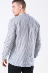 Only & Sons Luke LS Linen Mandarine Skjorta White/Blue Stripes