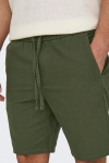 ONLY & SONS Linus Linen Shorts Olive Night