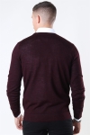 Lindbergh Merino O-Neck Sticka Dark Bordeaux