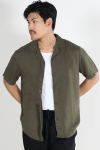 ONLY & SONS Kari Relaxed Cuba Shirt Viscose Linen Olive Night