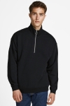 Jack & Jones JORBRINK SWEAT QUARTER ZIP HIGH NECK Black LOOSE