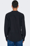 ONLY & SONS CAIDEN LS SOLID LINEN MAO SHIRT Black