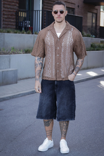 Novak Relax Resort SS Lace Shirt Sepia