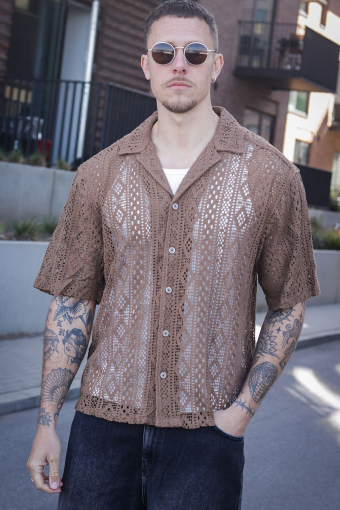 Novak Relax Resort SS Lace Shirt Sepia