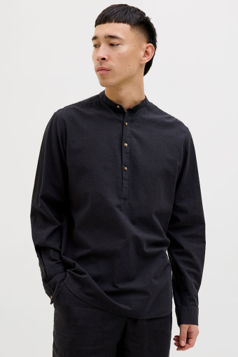 Summer Half Placket Shirt LS Black