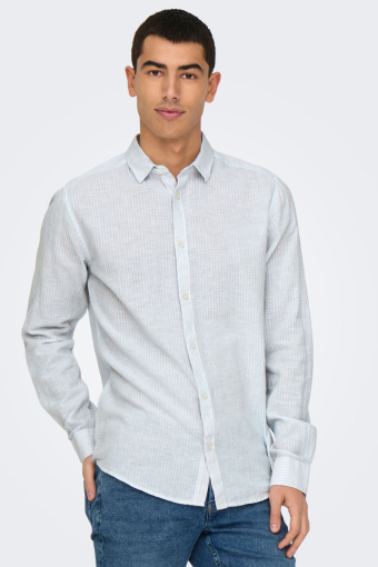 Caiden LS Stripe Linen Shirt Cashmere Blue