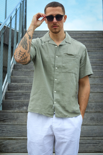 Allan Cuba Linen Shirt Vetiver