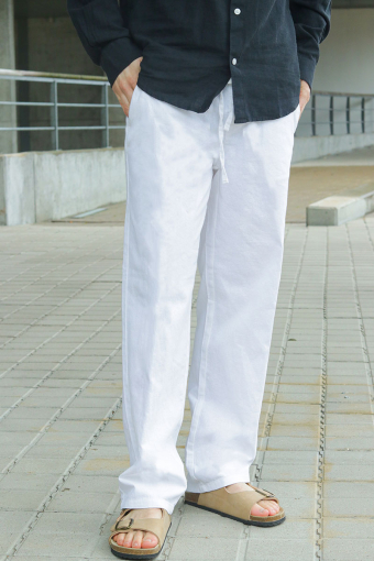 Sinus Loose Cotton Linen Pants Bright White