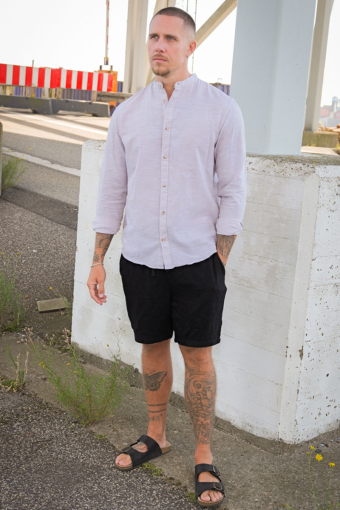 ONSCAIDEN LS SOLID LINEN MAO SHIRT NOOS Chinchilla