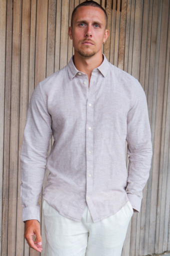 Caiden LS Linen Shirt Chinchilla