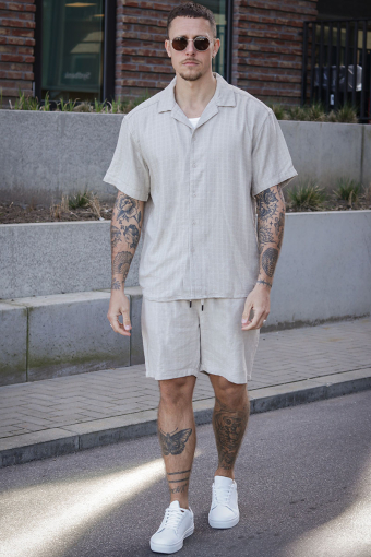 Latham Resort Linen Structure Shirt Silver Lining