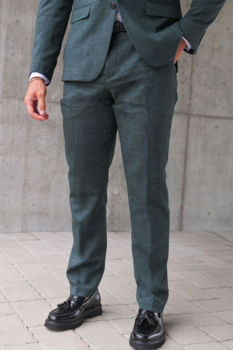 Slim Oasis Linen Pants Dark Green