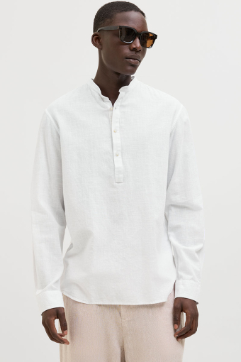 Summer Half Placket Shirt Ls White