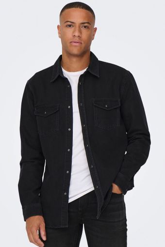 Bane Regular Fit Denim Shirt Dark Grey Denim