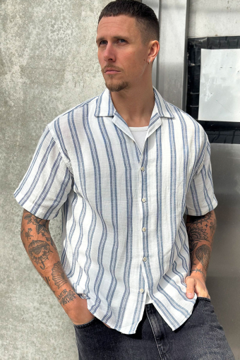 Enzo Stripe Resort Shirt SS White
