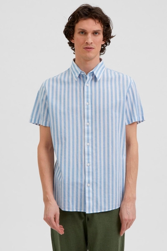 Reg New Linen Shirt SS Stripe Cashmere Blue