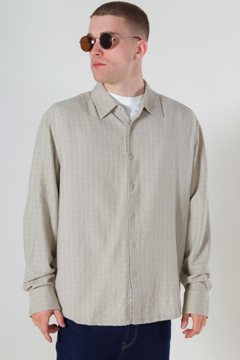 Latham LS Linen Structure Shirt Silver Lining